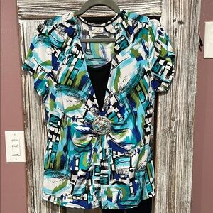 Kim Rogers Multicolor Abstract Blouse